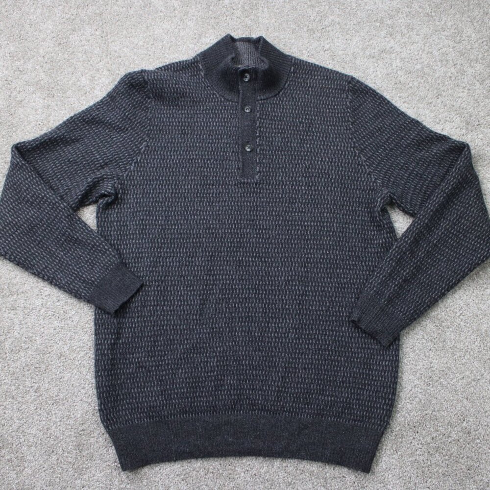 Joseph Abboud Sweater Mens Large Gray Merino‎ Wool/Acrylic 1/4 Zip L/S Pullover